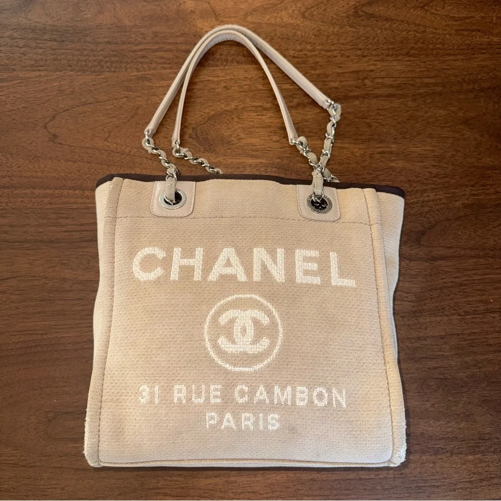 CHANEL Mini Deauville Canvas Tote | 100% Authentic - Picture 2 of 14